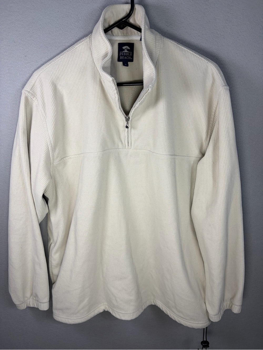 Pebble Beach Men's Ivory Quarter-Zip Sweater Pullover